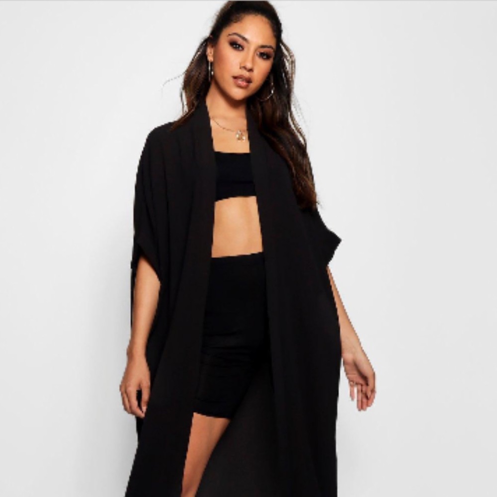 Black Long Line Duster, Tunic, Size S/M